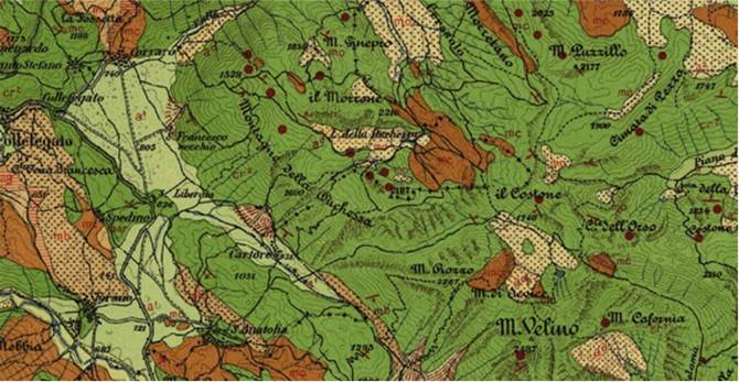 Figura 1 Carta Geologica d’Italia in scala 1:100.000 foglio 138 Terni